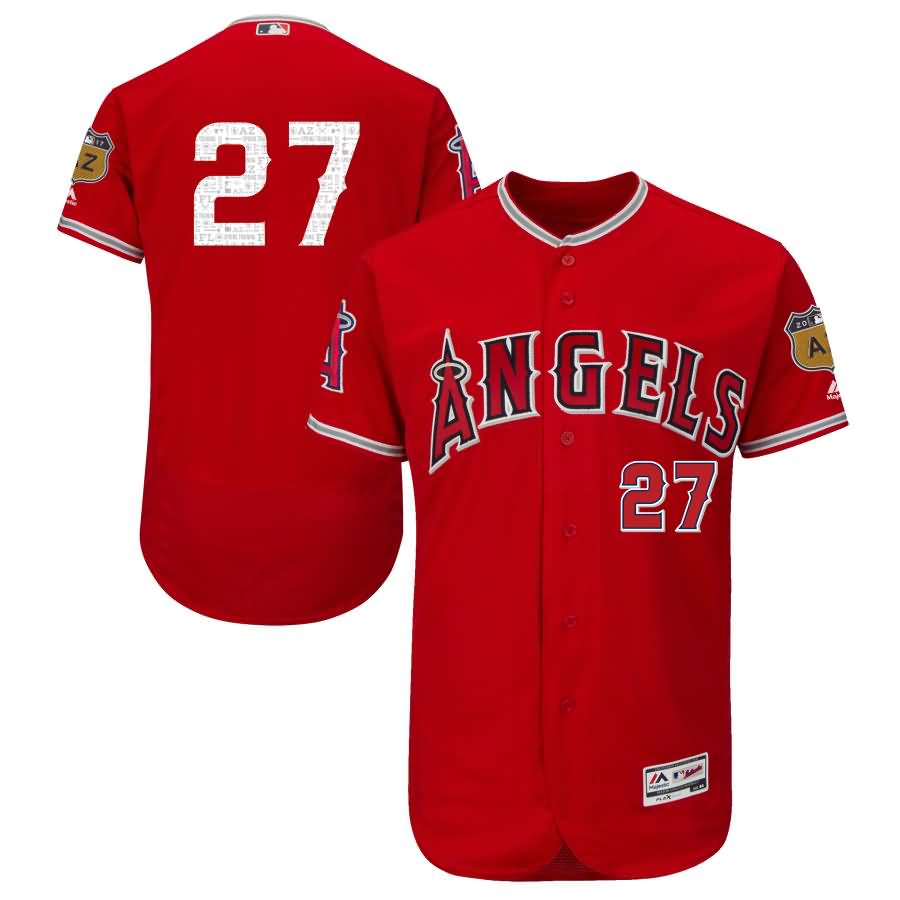 Mike Trout Los Angeles Angels Majestic 2017 Spring Training Authentic Flex Base Player Jersey - Scarlet