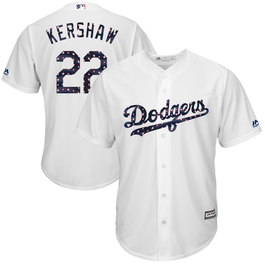 Clayton Kershaw Los Angeles Dodgers Majestic 2018 Stars & Stripes Cool Base Player Jersey - White