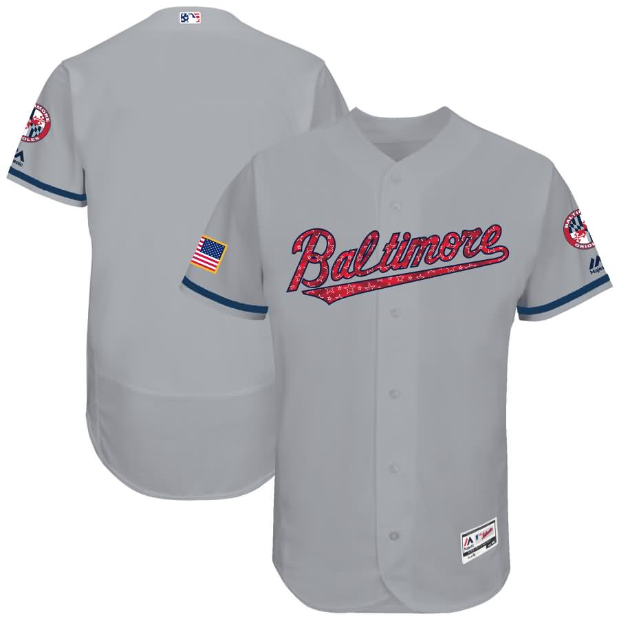 Baltimore Orioles Majestic 2017 Stars & Stripes Authentic Collection Flex Base Team Jersey - Gray