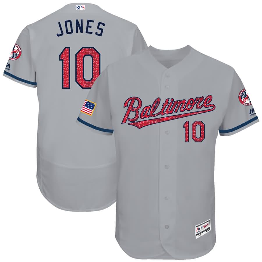 Adam Jones Baltimore Orioles Majestic 2017 Stars & Stripes Authentic Collection Flex Base Player Jersey - Gray