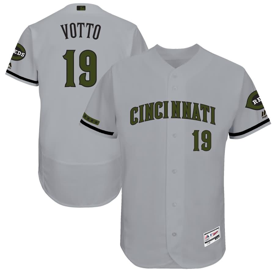 Joey Votto Cincinnati Reds Majestic 2017 Memorial Day Authentic Collection Flex Base Player Jersey - Gray
