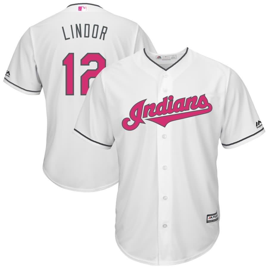 Francisco Lindor Cleveland Indians Majestic Mother's Day Cool Base Replica Jersey - White