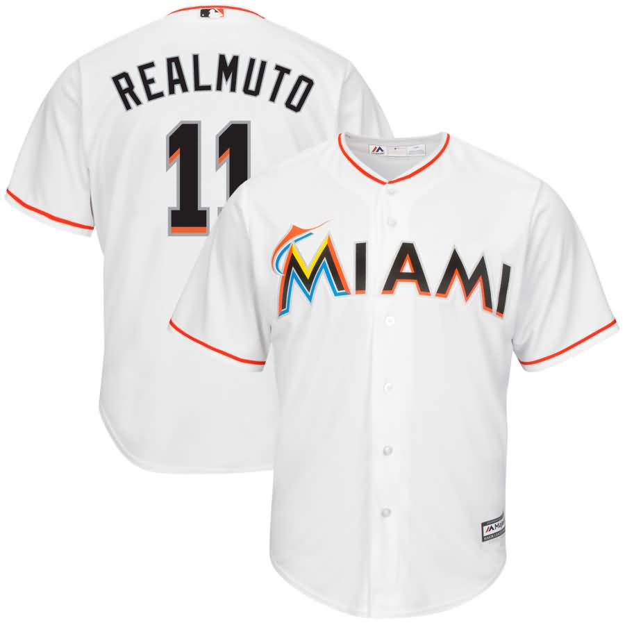 JT Realmuto  Miami Marlins Majestic Home Official Cool Base Replica Player Jersey - White
