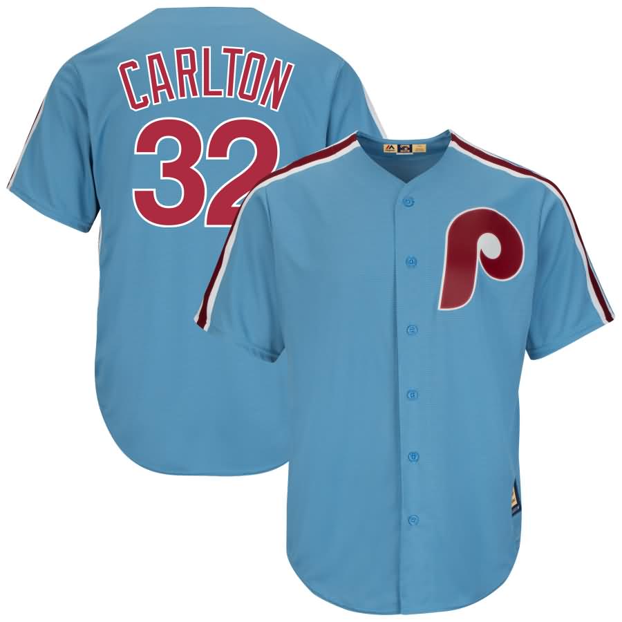 Steve Carlton Philadelphia Phillies Majestic Cooperstown Collection Cool Base Player Jersey - Light Blue