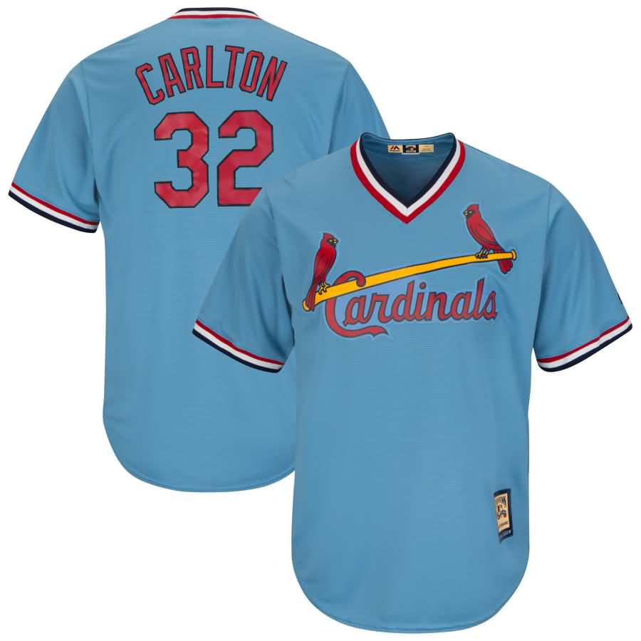 Steve Carlton St. Louis Cardinals Majestic Cooperstown Collection Cool Base Player Jersey - Light Blue