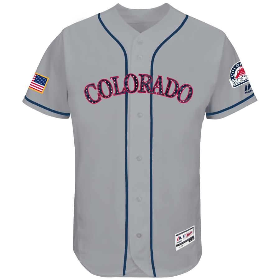 Colorado Rockies Majestic 2017 Stars & Stripes Authentic Collection Flex Base Team Jersey - Gray