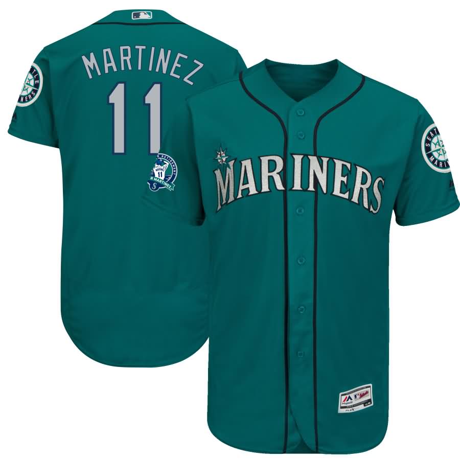 Edgar Martinez Seattle Mariners Majestic Number Retirement Authentic Player Jersey - Aqua