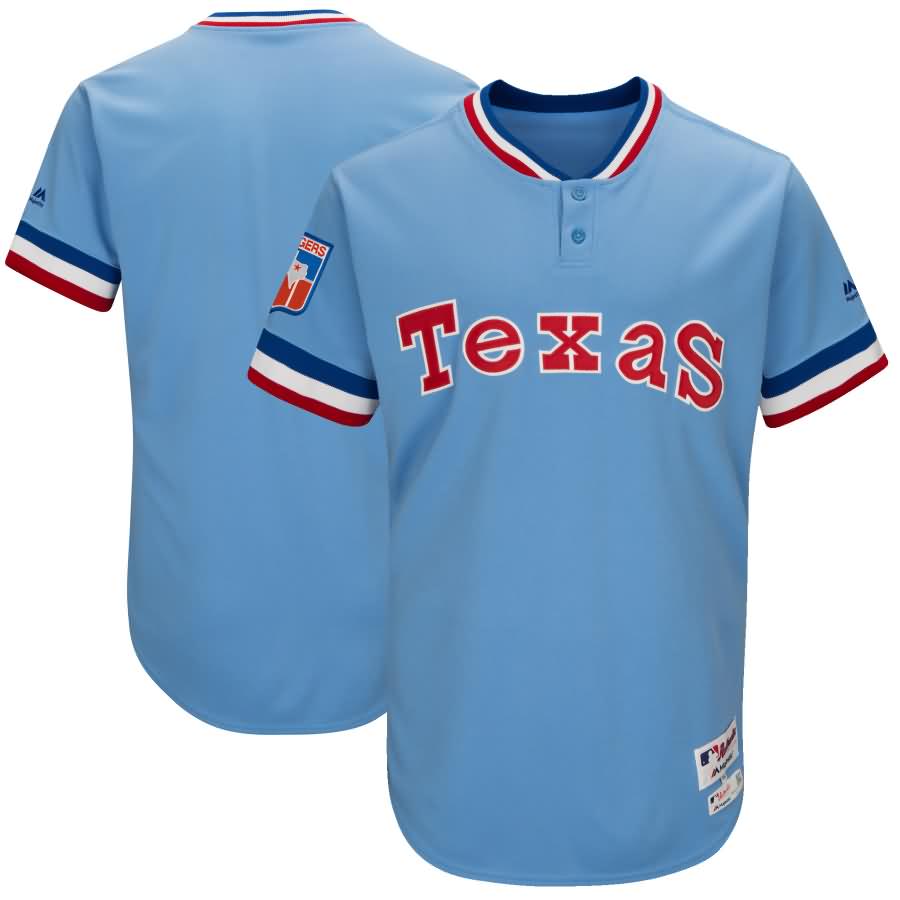 Texas Rangers Majestic 1977 Turn Back the Clock Authentic Team Jersey - Light Blue