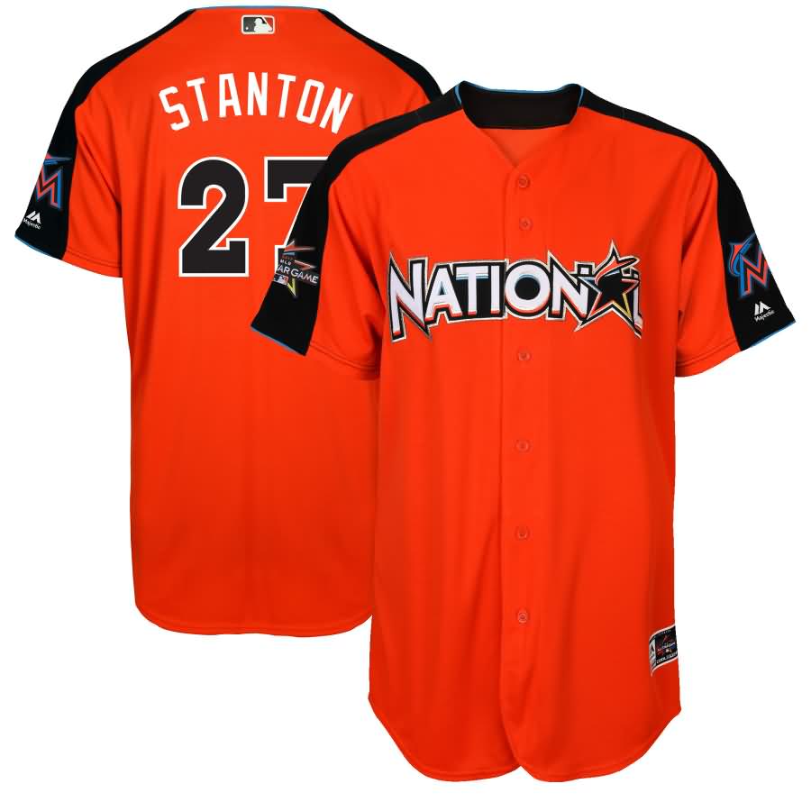 Giancarlo Stanton National League Majestic 2017 MLB All-Star Game Authentic Home Run Derby Jersey - Orange