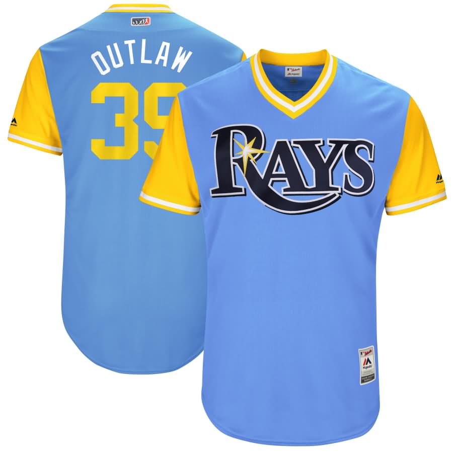 Kevin Kiermaier "Outlaw" Tampa Bay Rays Majestic 2017 Little League World Series Authentic Players Weekend Classic Jersey - Light Blue/Yellow