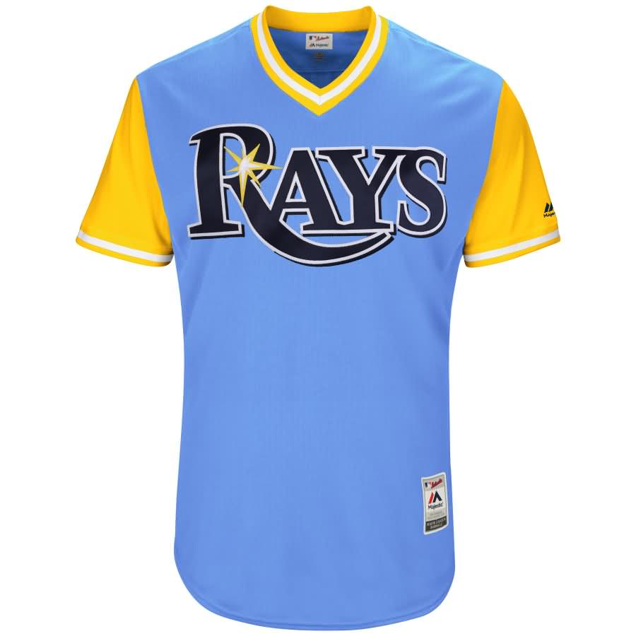 Kevin Kiermaier "Outlaw" Tampa Bay Rays Majestic 2017 Little League World Series Authentic Players Weekend Classic Jersey - Light Blue/Yellow