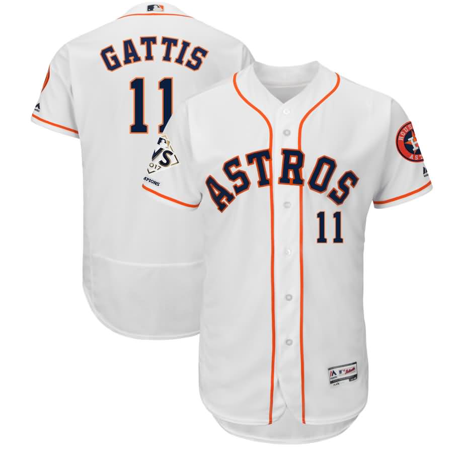 Evan Gattis Houston Astros Majestic 2017 World Series Champions Flex Base Player Jersey - White