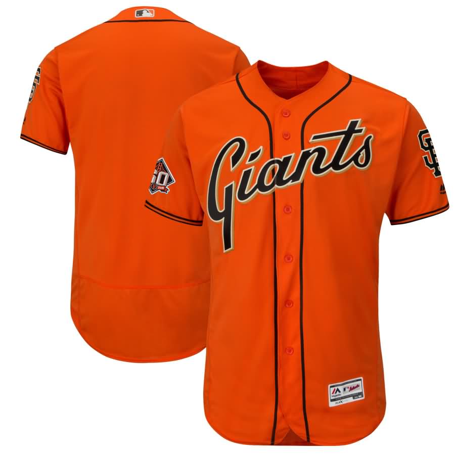 San Francisco Giants Majestic Alternate On-Field 60th Season Flex Base Team Jersey - Orange