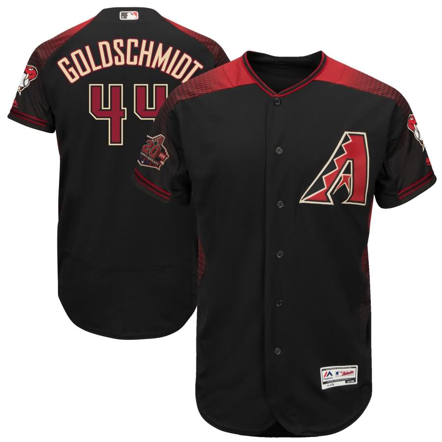 Paul Goldschmidt Arizona Diamondbacks Majestic Alternate 20th Anniversary On-Field Patch Flex Base Player Jersey - Black/Sedona Red