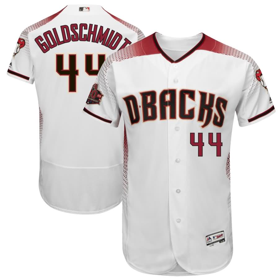 Paul Goldschmidt Arizona Diamondbacks Majestic Home 20th Anniversary On-Field Patch Flex Base Player Jersey - White/Sedona Red