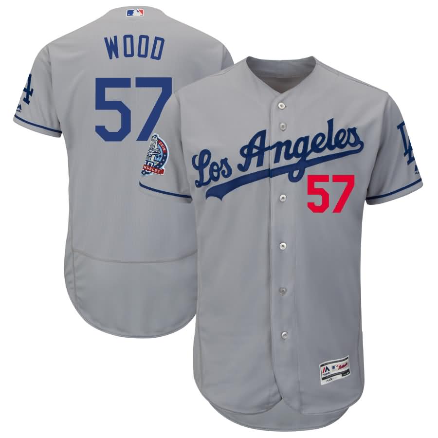 Alex Wood Los Angeles Dodgers Majestic 60th Anniversary Road On-Field Patch Flex Base Player Jersey - Gray