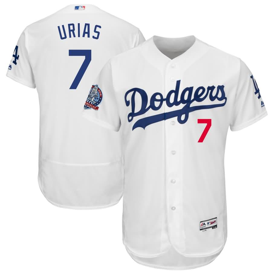 Julio Urias Los Angeles Dodgers Majestic 60th Anniversary Home On-Field Patch Flex Base Player Jersey - White