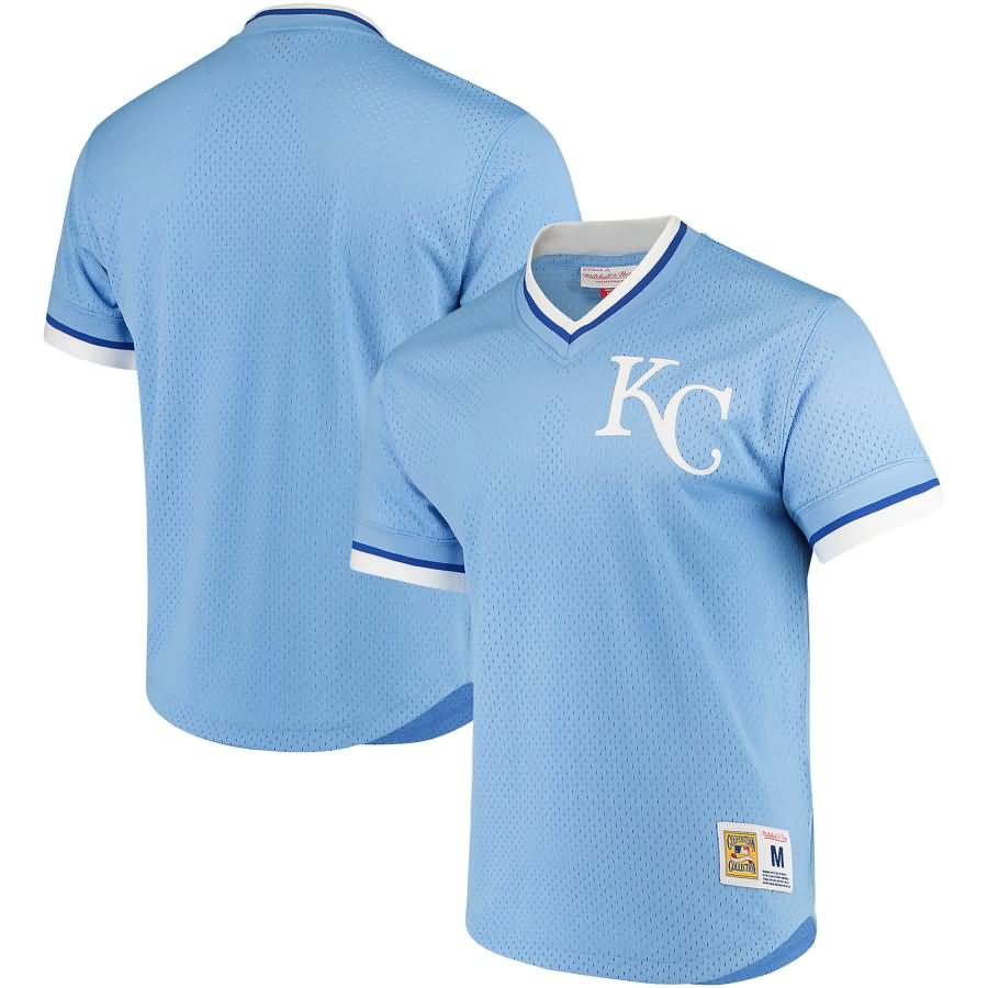 Kansas City Royals Mitchell & Ness Mesh V-Neck Jersey - Light Blue