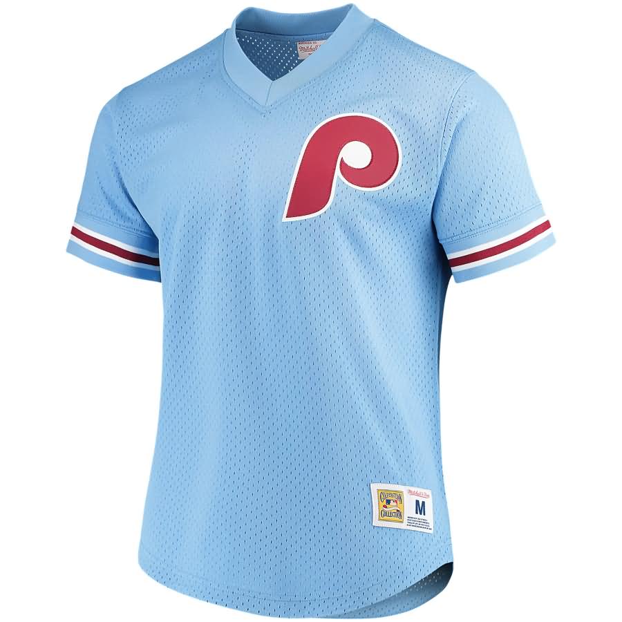 Philadelphia Phillies Mitchell & Ness Mesh V-Neck Jersey - Light Blue