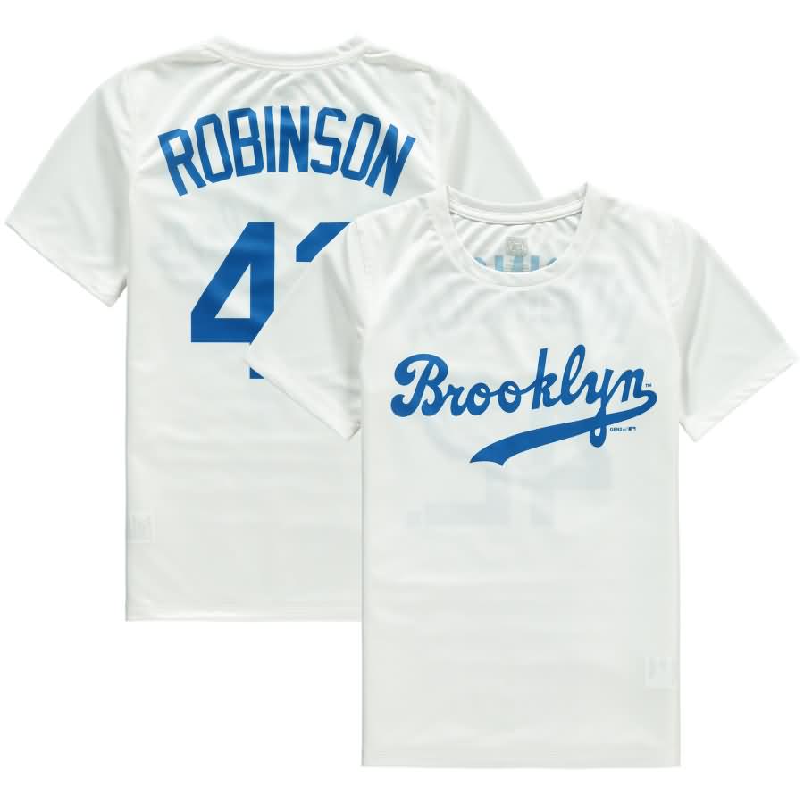 Jackie Robinson Brooklyn Dodgers Youth Cooperstown Player Sublimated Jersey Top - White