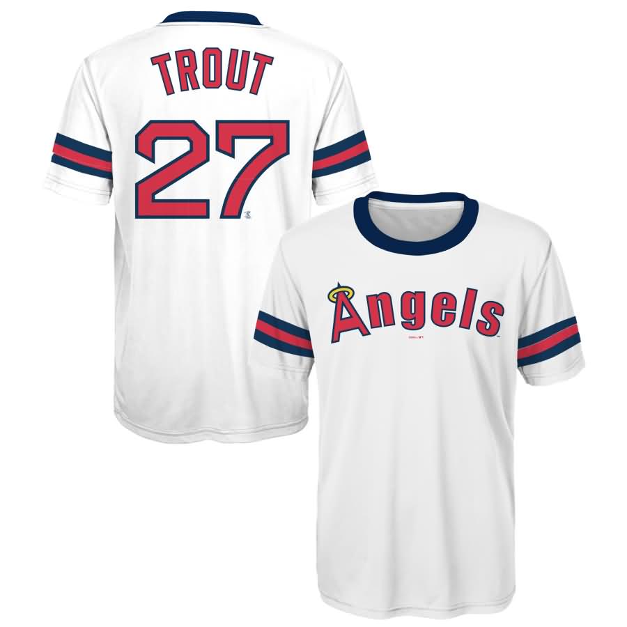 Mike Trout Los Angeles Angels Youth Cooperstown Player Sublimated Jersey Top - White