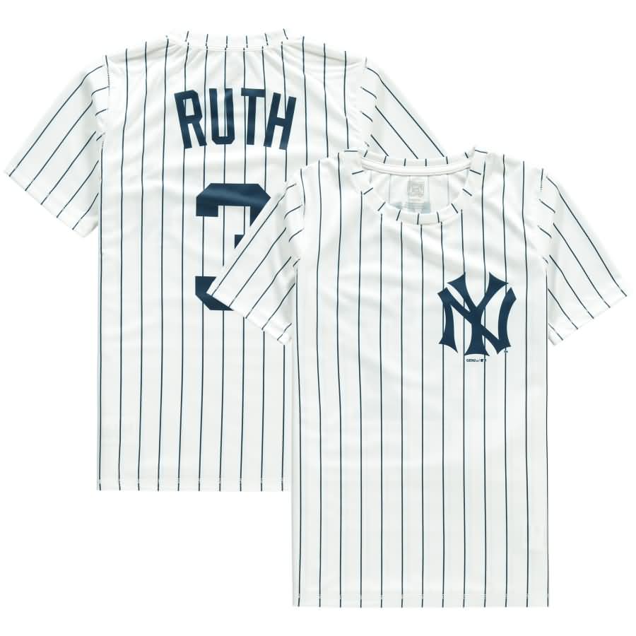 Babe Ruth New York Yankees Youth Cooperstown Player Sublimated Jersey Top - White/Navy