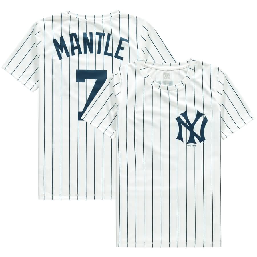Mickey Mantle New York Yankees Youth Cooperstown Player Sublimated Jersey Top - White/Navy