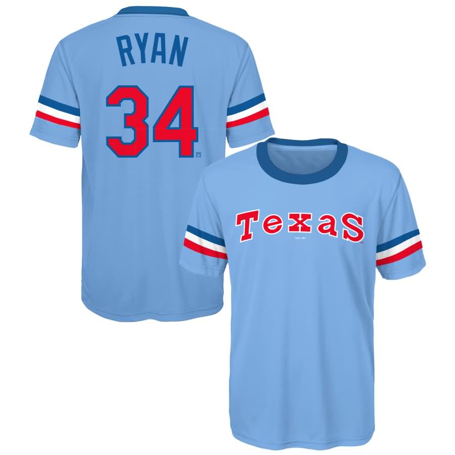 Nolan Ryan Texas Rangers Youth Cooperstown Player Sublimated Jersey Top - Light Blue