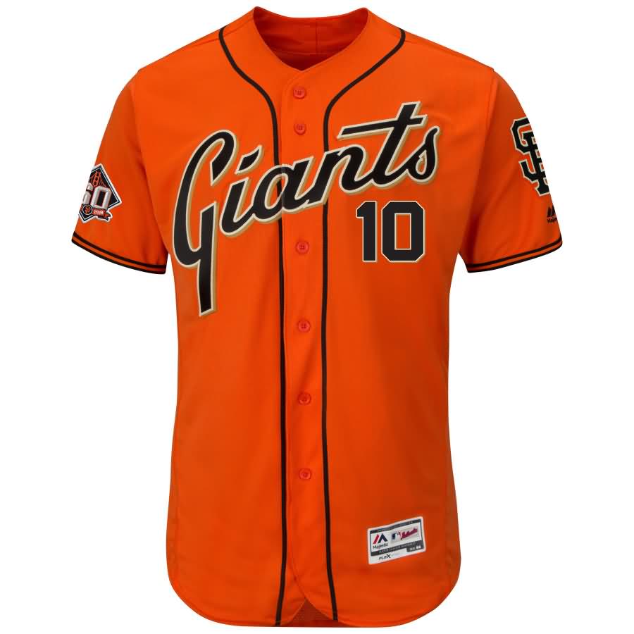Evan Longoria San Francisco Giants Majestic Alternate On-Field 60th Season Patch Flex Base Authentic Collection Player Jersey - Orange