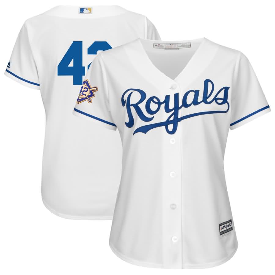 Kansas City Royals Majestic Women's 2018 Jackie Robinson Day Official Cool Base Jersey - White