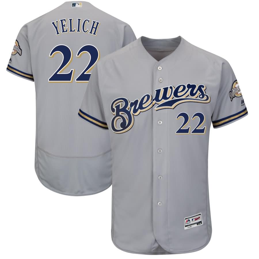 Christian Yelich Milwaukee Brewers Majestic Authentic Collection Flex Base Player Jersey - Gray