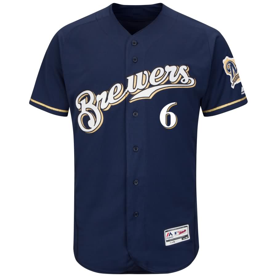 Lorenzo Cain Milwaukee Brewers Majestic Authentic Collection Flex Base Player Jersey - Navy