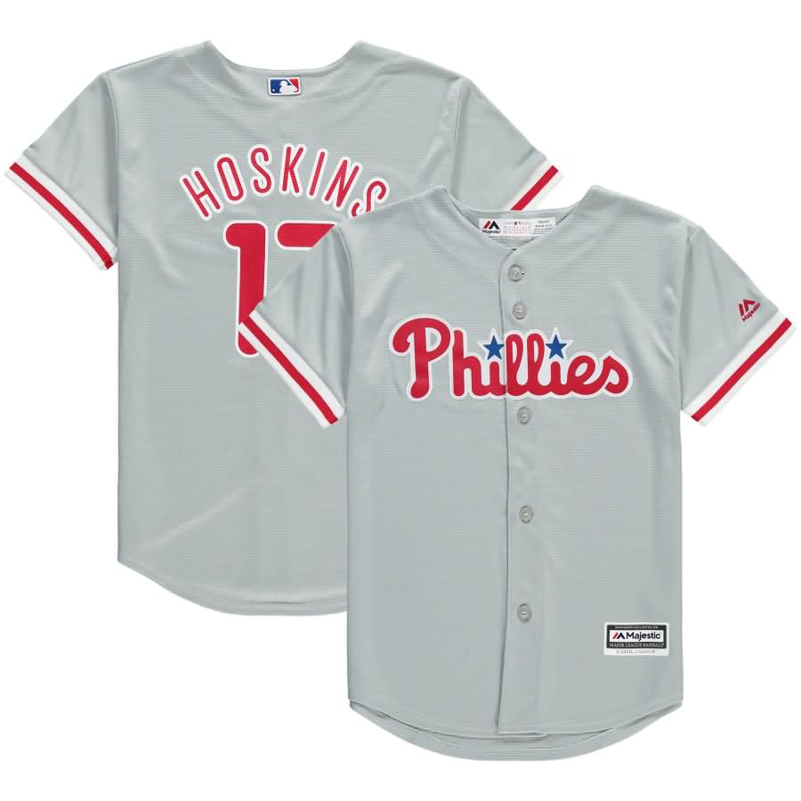 Rhys Hoskins Philadelphia Phillies Majestic Youth Away Official Cool Base Player Jersey - Gray