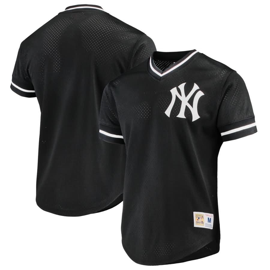 New York Yankees Mitchell & Ness Mesh V-Neck Jersey - Black