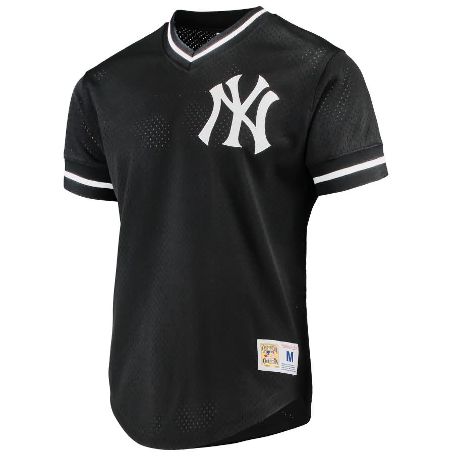 New York Yankees Mitchell & Ness Mesh V-Neck Jersey - Black
