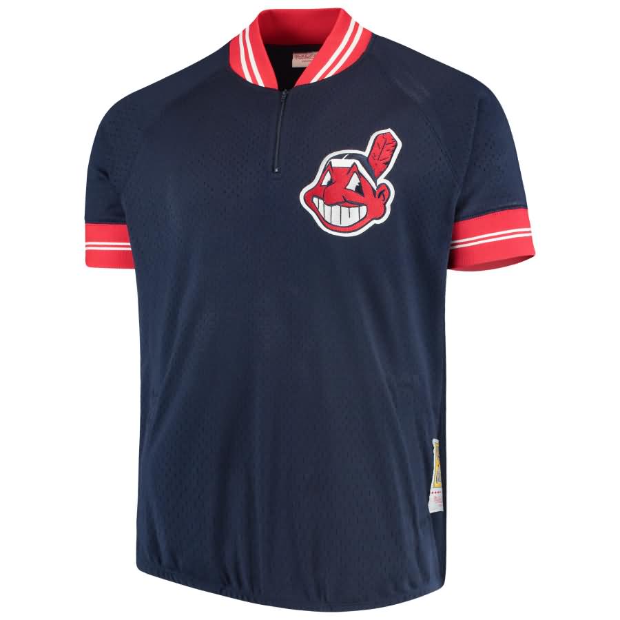 Jim Thome Cleveland Indians Mitchell & Ness Cooperstown Collection Mesh Batting Practice Quarter-Zip Jersey - Navy