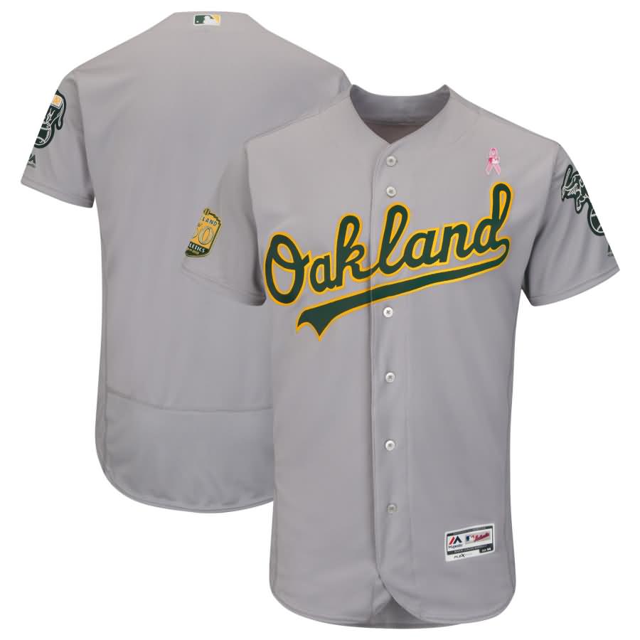 Oakland Athletics Majestic 2018 Mother's Day Road Flex Base Team Jersey - Gray