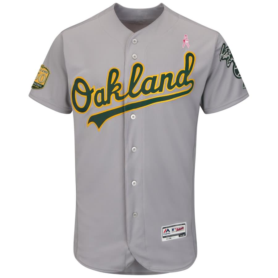 Oakland Athletics Majestic 2018 Mother's Day Road Flex Base Team Jersey - Gray