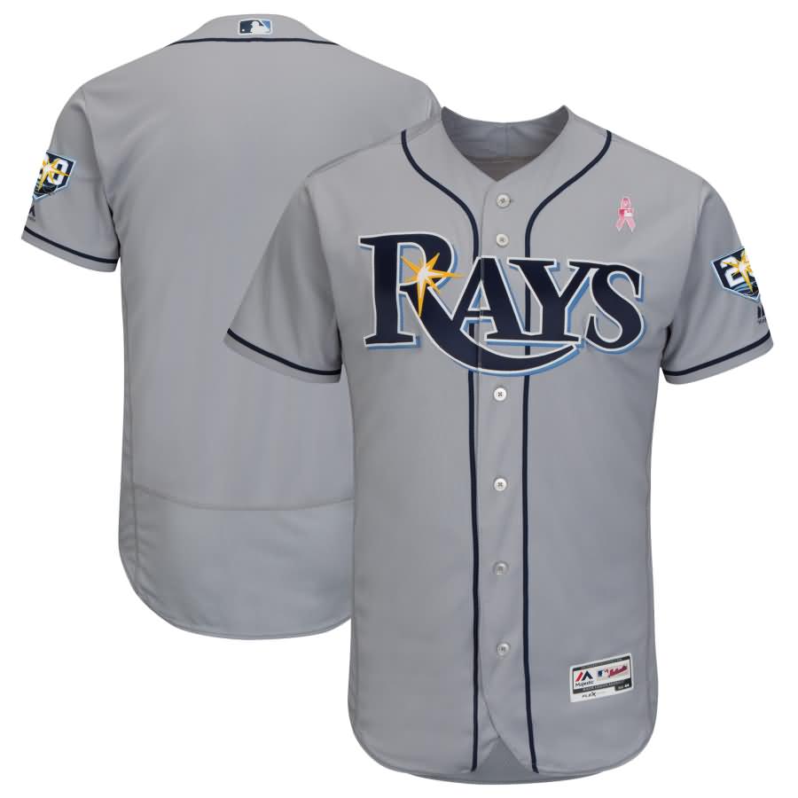 Tampa Bay Rays Majestic 2018 Mother's Day Road Flex Base Team Jersey - Gray