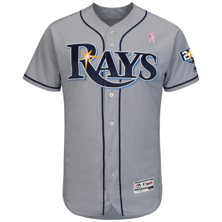 Tampa Bay Rays Majestic 2018 Mother's Day Road Flex Base Team Jersey - Gray