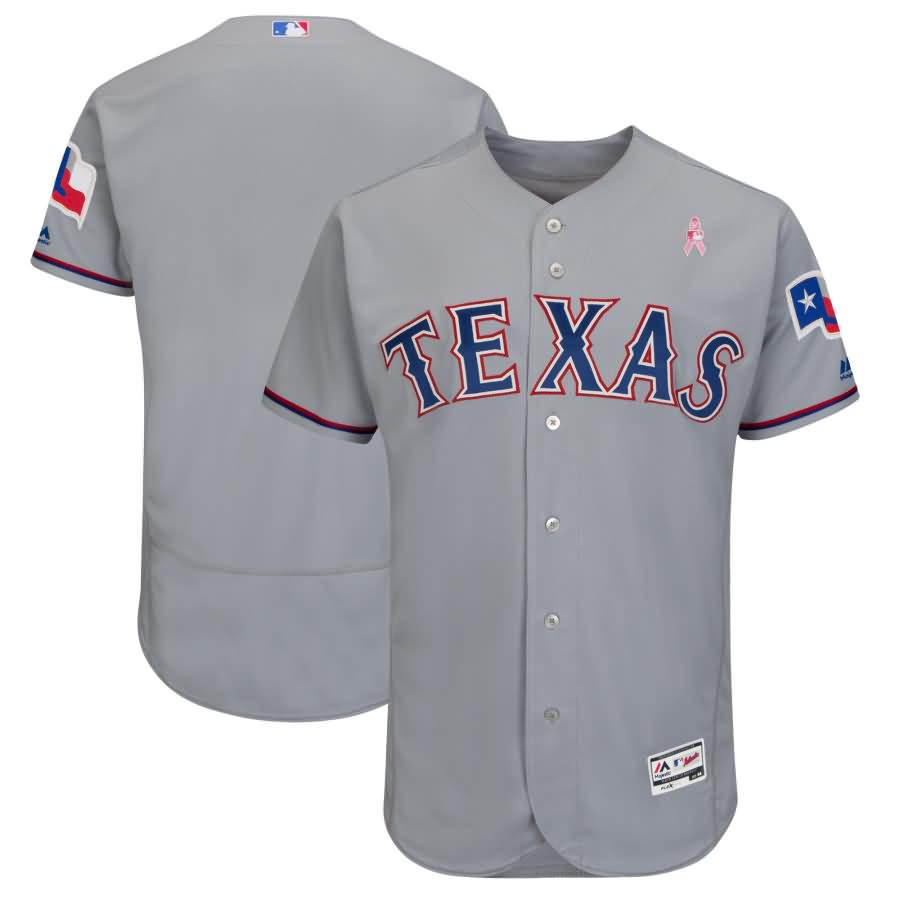 Texas Rangers Majestic 2018 Mother's Day Road Flex Base Team Jersey - Gray
