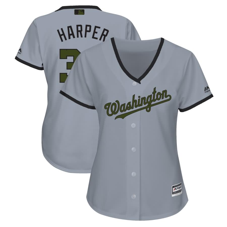 Bryce Harper Washington Nationals Majestic Women's 2018 Memorial Day Cool Base Player Jersey - Gray