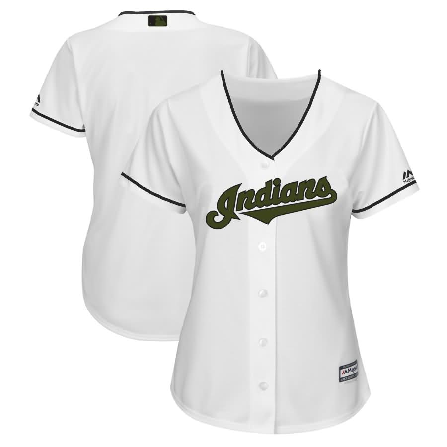 Cleveland Indians Majestic Women's 2018 Memorial Day Cool Base Team Jersey - White