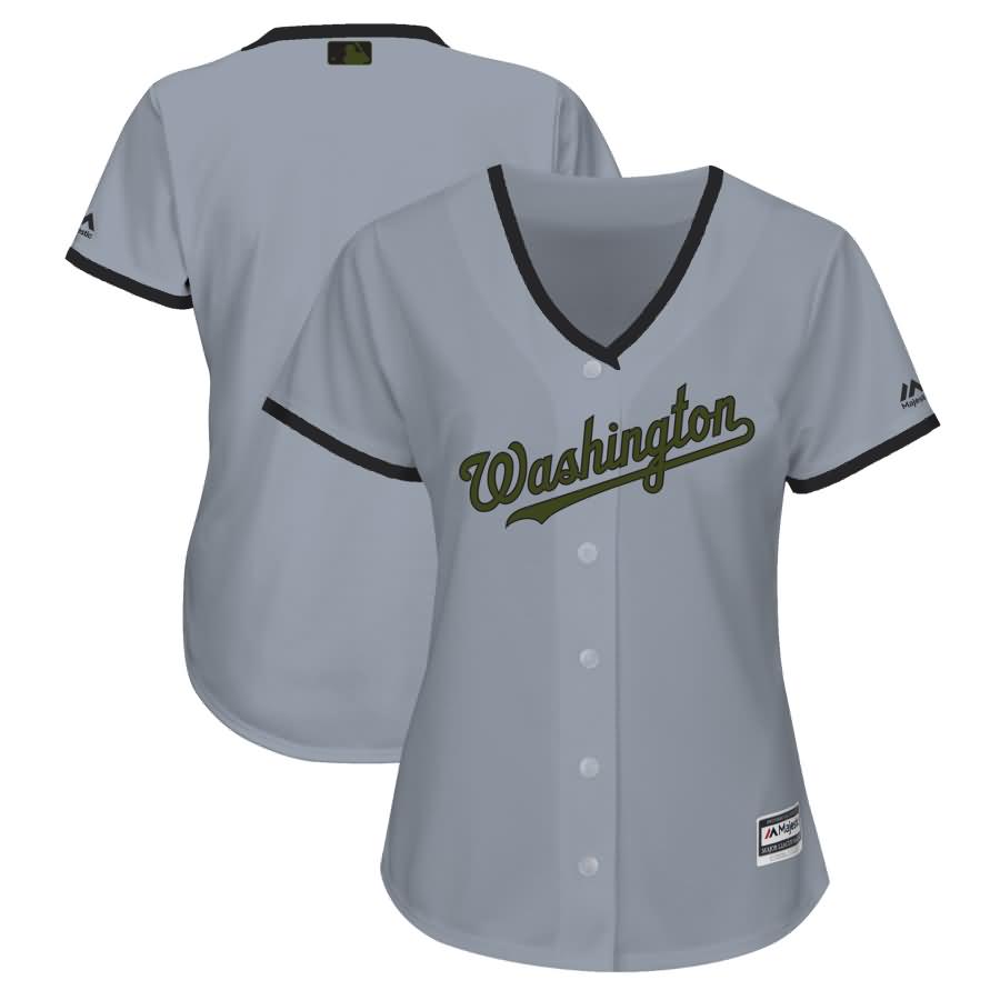 Washington Nationals Majestic Women's 2018 Memorial Day Cool Base Team Jersey - Gray