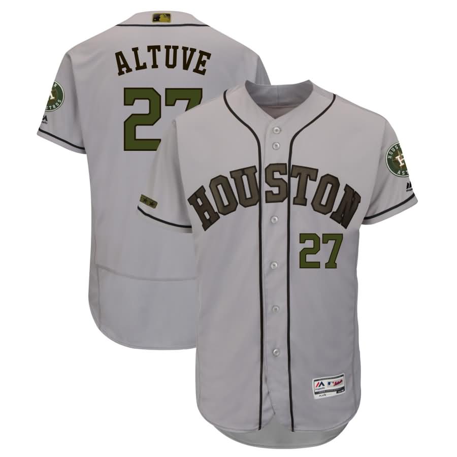 Jose Altuve Houston Astros Majestic 2018 Memorial Day Authentic Collection Flex Base Player Jersey - Gray