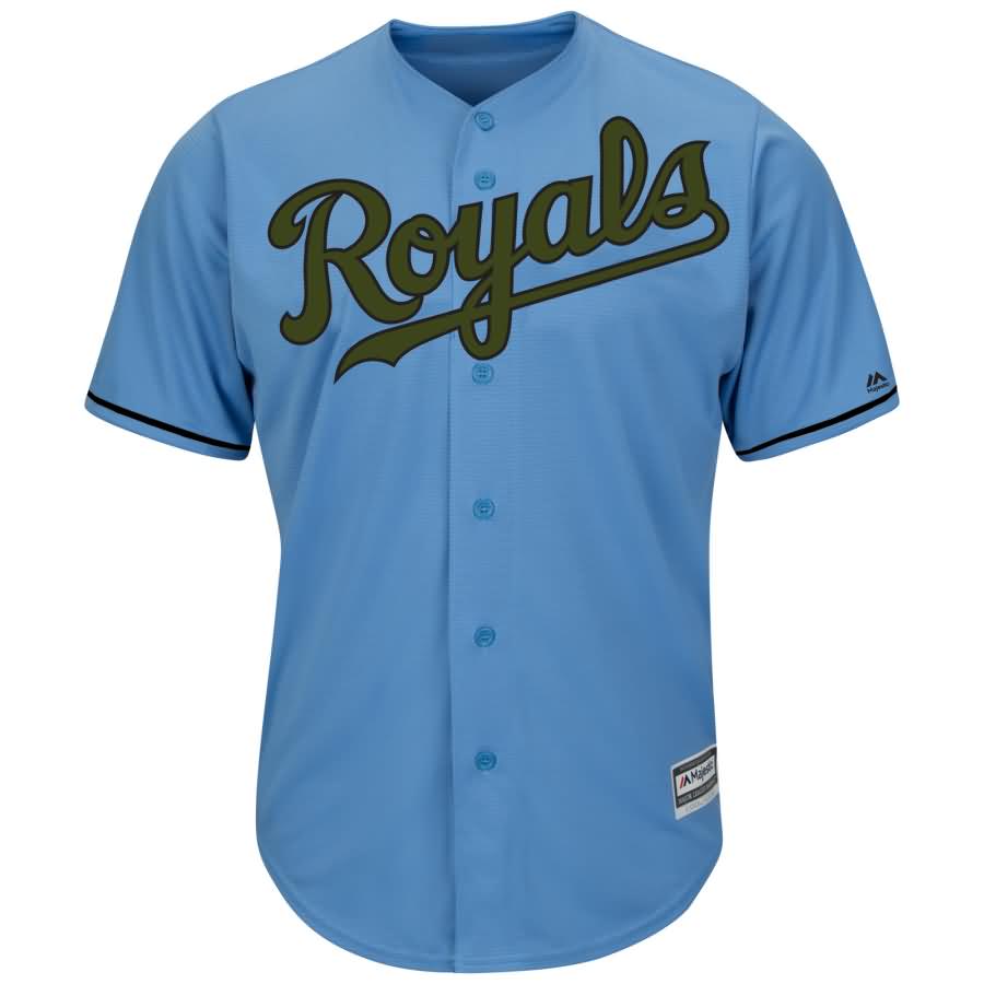 Salvador Perez Kansas City Royals Majestic Alternate 2018 Memorial Day Cool Base Player Jersey - Light Blue