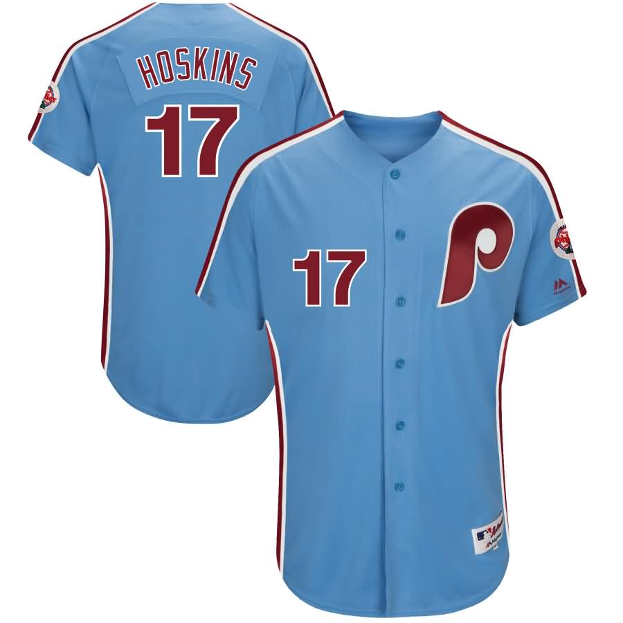 Rhys Hoskins Philadelphia Phillies Majestic 1982 Turn Back the Clock Throwback Authentic Player Jersey - Light Blue