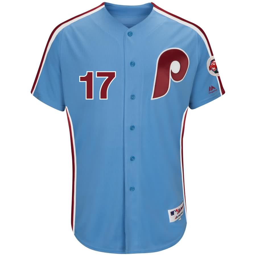 Rhys Hoskins Philadelphia Phillies Majestic 1982 Turn Back the Clock Throwback Authentic Player Jersey - Light Blue