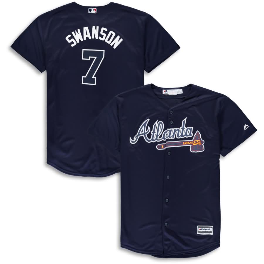 Dansby Swanson Atlanta Braves Majestic Youth Alternate Official Cool Base Player Jersey - Navy
