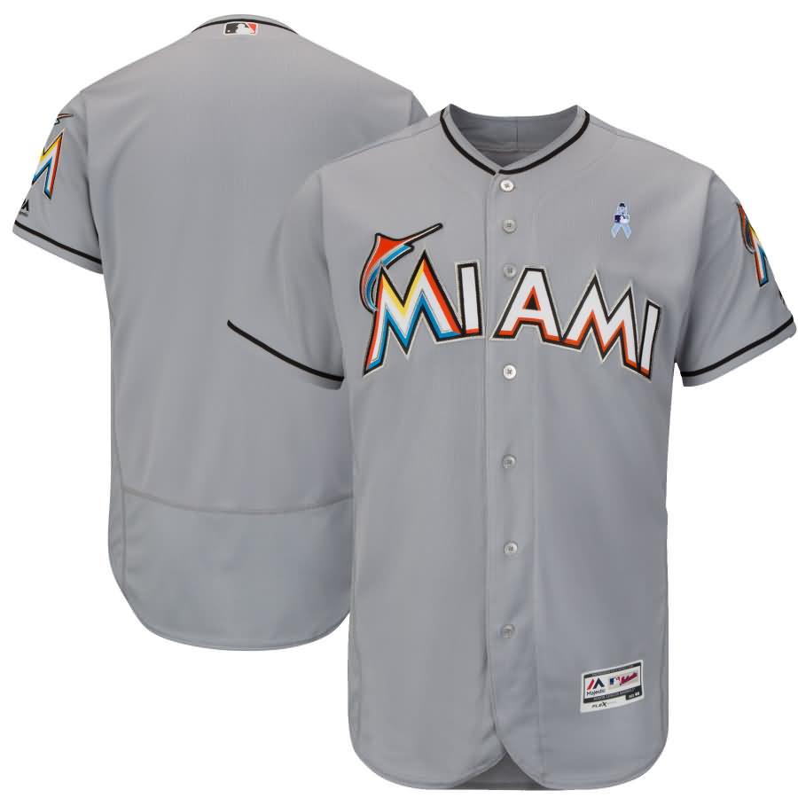 Miami Marlins Majestic 2018 Father's Day Flex Base Team Jersey - Gray